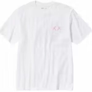 White T-Shirt with Pink Logo